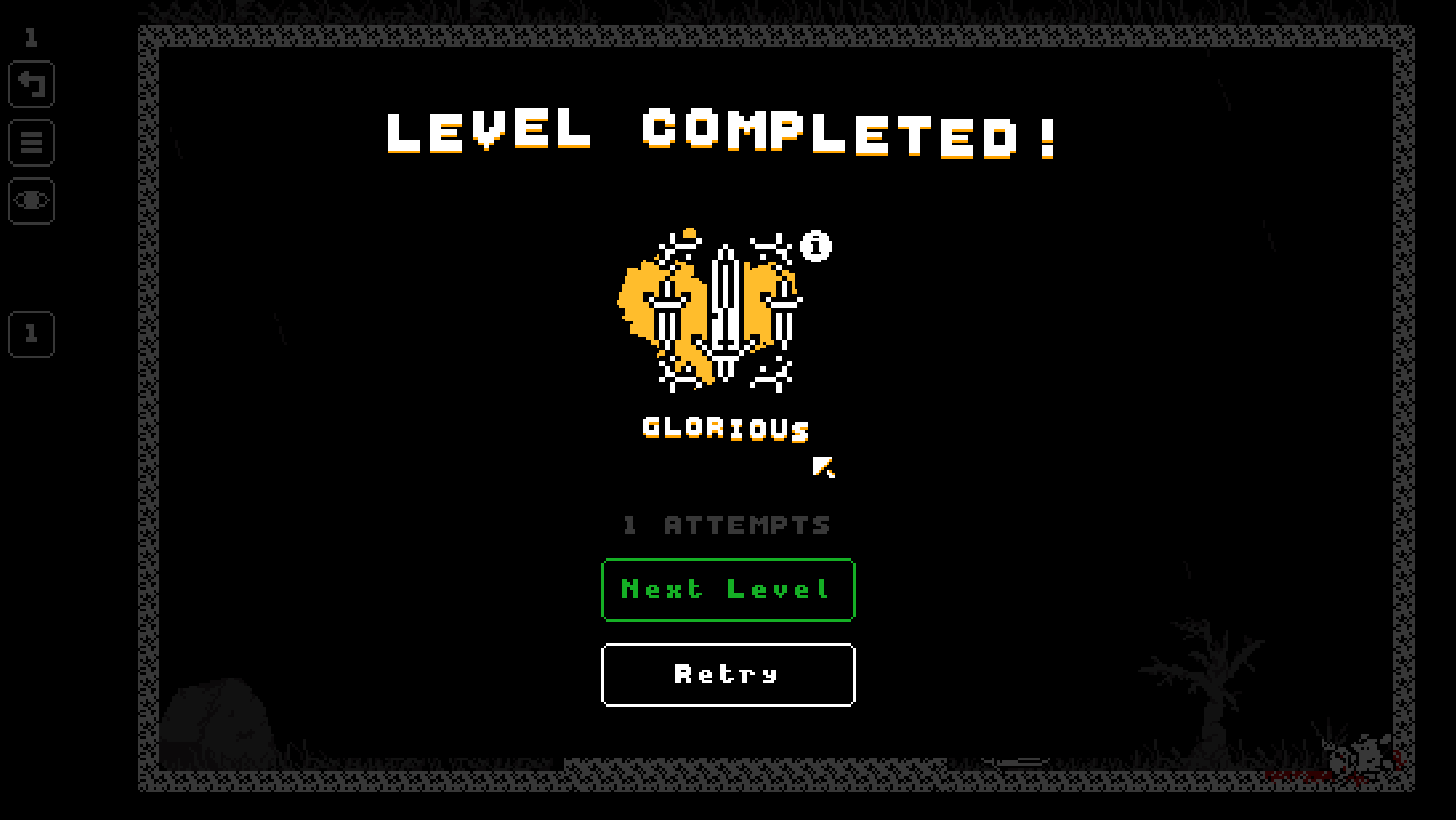 Sword Slinger. Level 1. Glorious score after 1 attempt.